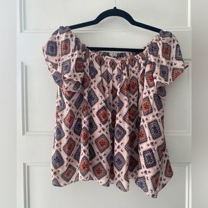 Elizabeth and James Pink Piper Silk Off Shoulder Top